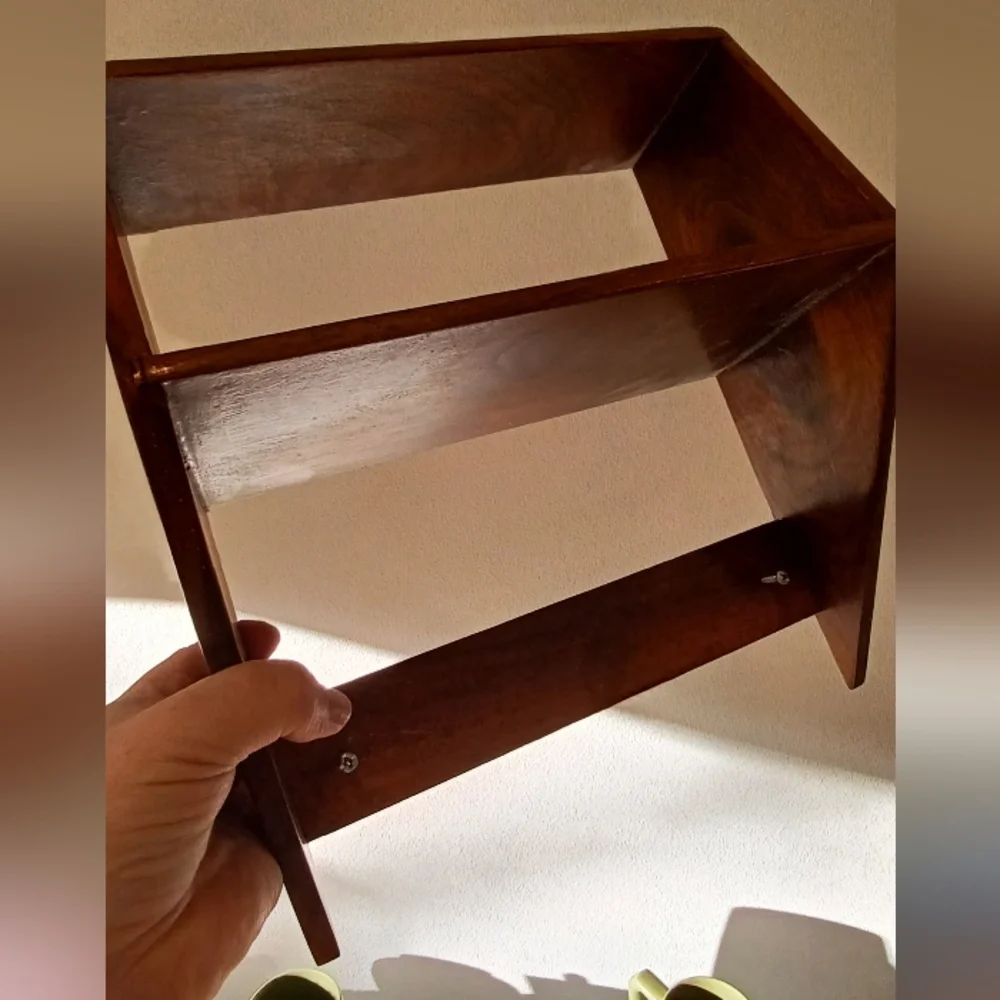Set Of Two Vtg MCM Wooden Trinket Shelves